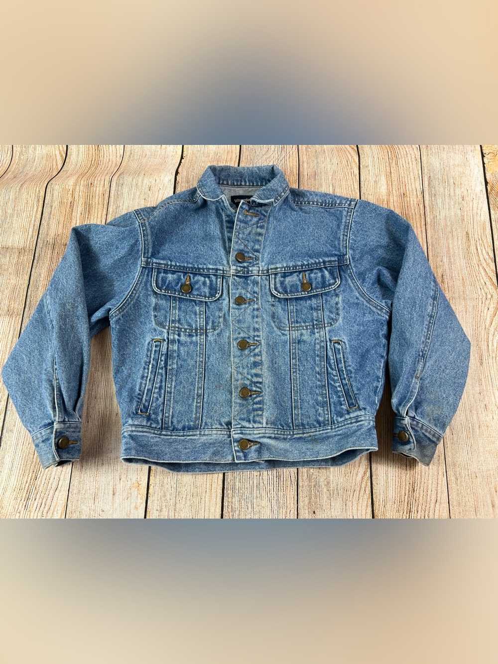 Vintage Wrangler Western Sport Denim Jean Jacket Youth Size L/XL